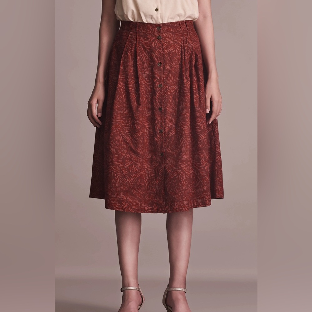 Elegant Red Midi Skirt